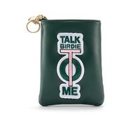 PINKTEE Golf Valuables Pouch Funny Golf Accessories Bag with Zipper Master Green Premiun Leather Golf Tee/Ball Pouch for Women Men (BIRDIE)