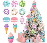 Pinkunn 12 Pcs 8'' Large Pastel Christmas Candy Ornaments Christmas Tree Decorations Candy Lollipop Ice Cream Cake Ornaments for Xmas Tree Topper DIY Indoor Home Office Holiday Vase Gifts Party Decor