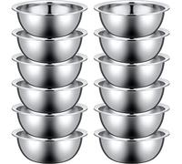 Pinkunn 12 Pcs Stainless Steel Mixing Bowls, Nesting Metal Salad Prep Bowls Bulk Reusable Baking Food Container Large Medium Small for Kitchen Hotel Restaurant Cooking, Silver (8.66 x 3 Inch)