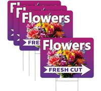 Pinkunn 3 Pack Fresh Cut Flower Yard Signs with Stakes 16 x 12 Inch Double Sided Weatherproof Garden Signs for Flower Shops, Markets Events