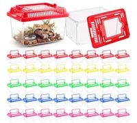 Pinkunn 40 Pcs Plastic Reptile Terrariums Carrier Cage Enclosure Snake Breeding Box Hatching Container Fish Tank with Ventilated Lid for Tarantula Spider Turtle Lizard (5.9 x 3.7 x 4.3)