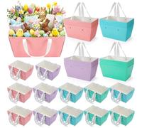 Pinkunn 48 Pcs Basket for Gifts Empty DIY Bulk Party Gift Basket Kit with Handles Market Trays for Packages Wrapping Wedding Party Anniversary Display(Pastel,Easter)