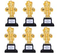 Pinkunn 6 Pcs Halloween Pumpkin Harvest Trophies 4.7 Inch Acrylic Scarecrow Trophies Gold Contest Award with Stickers for Teens Adult Classroom Halloween Art Activities Fun Party Favors Gift