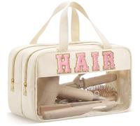 Pinkunn Cream White Hair Tool Travel Bag Compatible with Shark Flexstyle Hair Dryers and Styling Tools Portable Travel Case Waterproof Haircare Accessories Organizer for Straighteners Curling Iron