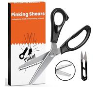 Pinkut Pinking Shears for Fabric Cutting with Comfortable Handles - Serrated Scissors - Sharp Stainless Steel - 9 inch Zig Zag Scissors for Dressmaking, Sewing, Paper & Crafting with Thread Cutter