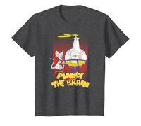 Pinky and The Brain Lab Flask T-Shirt, Youth, Dark Heather Grey, Large