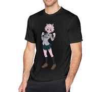 Pinky Ashido Mina Men's Pure Cotton Short-Sleeved T-Shirt Cool tee Size L Black