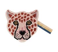 Pinky leopard head wool rug Pink one size