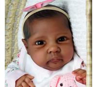 Pinky Lifelike Black Reborn Baby Dolls 20 Inch Baby Soft Body Realistic Newborn Baby Dolls African American Real Life Baby Dolls Cloth Body Doll Toy for Kids Age 3+
