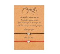 Pinky Promise Bracelets - Red String Bracelet, Valentines Gifts for Him Her, Handmade String Rope Relationship Couple Distance, for Women Men Teens Birthday, Bracelet Friendship Adjustable with Card