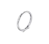 Pinky Promise Ring, Beautiful Gift for Women Inlaid Stones with Round Shape Moissanite 9K White Gold Size J 1/2