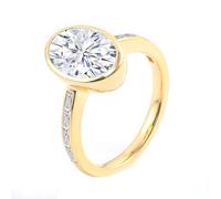 Pinky Promise Ring Gold Metal Rings Yellow 18K Moissanite with Oval Shape Moissanite 3Ct Size L 1/2 Modern for Wife Thanksgiving Jewelry