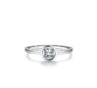 Pinky Promise Ring, Silver Wedding Band Circle with Square Shape Lab Created Diamond 9K White Gold Size S 1/2