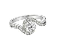 Pinky Promise Ring, The Wedding Band Twisted Band with Moissanite 18K White Gold Size O 1/2
