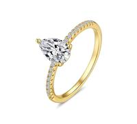 Pinky Promise Ring, The Wedding Ring 5X7mm Water Drop with 1ct Moissanite Gold 9K Yellow Gold Size K 1/2