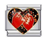 Pinky Promise Swear I Love You Heart Silver Italian 9mm Link Stainless Steel Bracelet Charm Compatible With Nomination