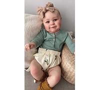 Pinky Reborn Baby Doll 24inch 60cm Newborn Girl Baby Lifelike Real Soft Touch with Hand-Drawing Hair Handmade Art Doll
