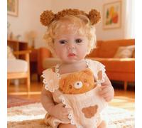 Pinky Reborn Baby Dolls Blue Eyes Cute Washable 19 inch 48cm Full Body Vinyl Silicone Baby Dolls Newborn Girl Dolls with Bear Toys