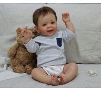 Pinky Reborn Baby Dolls Newborn Boy Baby Dolls Lifelike 24 inch 60 cm with Hand Rooted Hair Handmade Art Doll