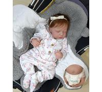 Pinky Reborn Dolls Anatomically Correct 20 Inch Full Body Vinyl Silicone Girl Doll with Rooted Brown Hair Like A Real Baby