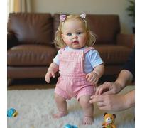 Pinky Reborn Plump Face 24 inch 60 CM Blonde Hair Reborn Baby Dolls Realistic Baby Girl Dolls Soft Cuddy Body Looks Like A Real Baby