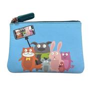 Pinky Selfie Dogs Ladies Leather Coin Purse by Mala Leather - Genuine Leather, Zip Top Closure, Cute Selfie Dog Design