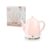 Pinky Up Noelle Electric Tea Kettle with Temperature Adjustable 1.5L Ceramic Gooseneck Wireless for Boiling Water Pot Pink Gold