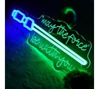 Pinlangdou Lightsaber Neon Sign May The Force Be With You Neon Sign Usb Power LED Swords Light Wall Decor for Bedroom Living Room Best Gifts for Kids Men Fans