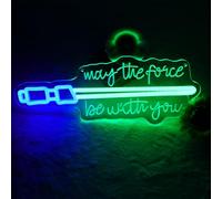 Pinlangdou Lightsaber Neon Sign May The Force Be With You Neon Sign Usb Power LED Swords Light Wall Decor for Bedroom Living Room Best Gifts for Kids Men Fans