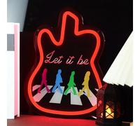 Pinlangdou Rock Band Neon Sign Four People Walking Neon Lights for Bedroom Guitar LED Sign Abbey Road Wall Art Light Up Sign for Game Room Man Cave Decor Rock Music Fans Gifts