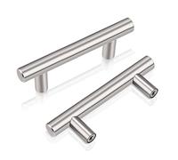 PinLin 10 Pack Kitchen Door Handles 76mm Hole Centre Brushed Nickel Cabinet Handles Stainless Steel Cupboard T Bar Handle (Screws Included)