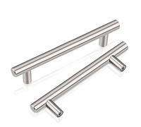 PinLin 10 Pack Kitchen Door Handles 90mm Hole Centre Brushed Nickel Cabinet Handles Stainless Steel Cupboard T Bar Handle (Screws Included)