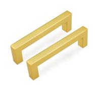 PinLin 12 Pack 96mm Kitchen Cabinet Pulls Gold Stainless Steel Cabinet Handles 3.75 Inch Hole Center Dresser Drawer Pulls and Knobs Wardrobe Pulls Cupboard Knobs