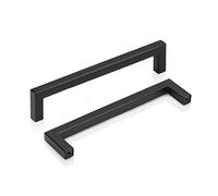 PinLin 15 Pack Cabinet Handles Hole Center 160mm Flat Black Kitchen Door Handles Stainless Steel Drawer Pulls Square T Bar Cupboard Handles with Screws