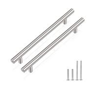 PinLin 15 Pack Cupboard Handles - 128mm Hole Spacing, Brushed Nickel & Stainless Steel T Bar Handles - Silver