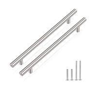 PinLin 15 Pack Cupboard Handles - 160mm Hole Spacing - Brushed Nickel & Stainless Steel T Bar Handles - Silver