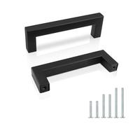 PinLin 15 Pack Kitchen Cupboard Handles Stainless Steel Bedroom Dresser Cupboard Pulls 102mm Hole Centre Width 12mm Black Square Handles