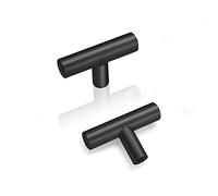 PinLin 20 Pack Cabinet Door Knobs, Flat Black Drawer Knobs, Stainless Steel Cabinet Pulls, T-Bar Knobs for Bedroom and Bathroom