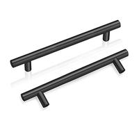 PinLin 20 Pack Cupboard Door Handles 128mm Hole Spacing Black Kitchen Cabinet Pulls Stainless Steel Bar Handle