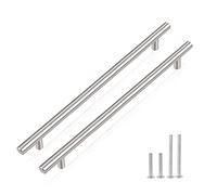 PinLin 20 Pack Cupboard Handles 192mm Hole Spacing - Brushed Nickel Kitchen Door Handle - Stainless Steel Cabinet T Bar Silver
