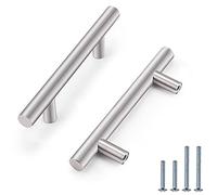 PinLin 20 Pack Cupboard Handles - 76mm Hole Spacing, Brushed Nickel & Stainless Steel Cabinet T Bar Handles