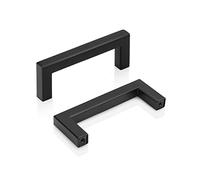 PinLin 20 Pack Kitchen Door Handles 76mm Hole Centre Flat Black Cabinet Handles Stainless Steel Square Cupboard T Bar Handle (Screws Included)