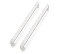 PinLin 25 Pack Kitchen Cabinet Door Handles Stainless Steel Bedroom Drawer Cupboard Pulls Hole Centre 256mm Width 12mm Brushed Steel Square T Bar Handle