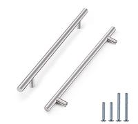 PinLin 25 Pack Kitchen Door Handles 192mm Hole Centre Brushed Nickel Cabinet Handles Stainless Steel Cupboard T Bar Handle