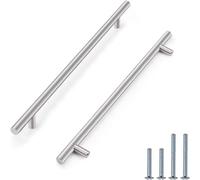 PinLin 30 Pack Kitchen Cabinet Handles - 320mm Hole Spacing, Brushed Nickel & Stainless Steel T Bar Handles