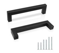 PinLin 30 Pack Matte Black Stainless Steel T Bar Cabinet Handles, 128mm Hole Centre, 138mm Length, 35mm Height, 12mm Width, Modern Style, Suitable for Cabinets, Wardrobes, Drawers