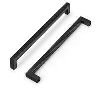 PinLin 5 Pack Cabinet Handles Stainless Steel Bedroom Drawer Cupboard Pulls Hole Centre 320mm Width 12mm Black Square T Bar Handle