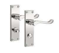 Pinlin Bathroom Polished Chrome Door Handles, Elegant Door Handle Set, Victorian Scroll Door Lever, Ideal for Internal Wooden Bathroom and Toilet Doors