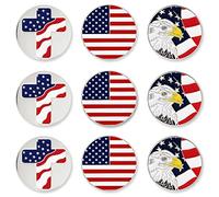 PinMart American Pride Bundle Pack of 9 Golf Ball Markers - Golf Accessories for Men and Women - United States Eagle and American Flag Magnetic Ball Markers Set of 9
