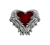 PinMart Heart with Angel Wings Enamel Lapel Pin - Enamel Heart Lapel Pin with Antique Gold Color Plated or Nickel-Plated Angel Wings - Wing Badge with Secure Clutch Back, 1 Piece, Metal, no gemstone